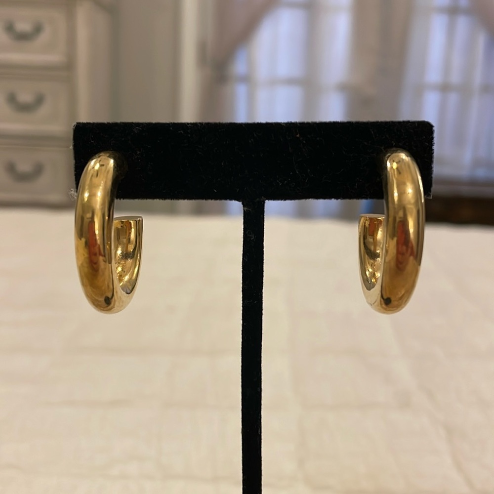 Vintage Gold Plated Small Hoop Statement Earrings
